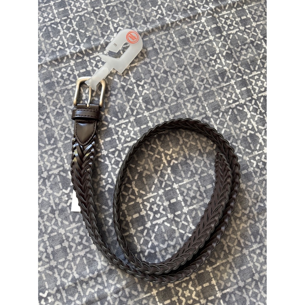 Wonder Nation Braided Belt Kids Size M Brown New Woven Faux Leather Adjustable‎